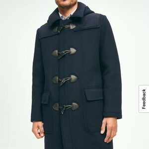 Brooks Brothers Navy Duffle Coat Tartan lined